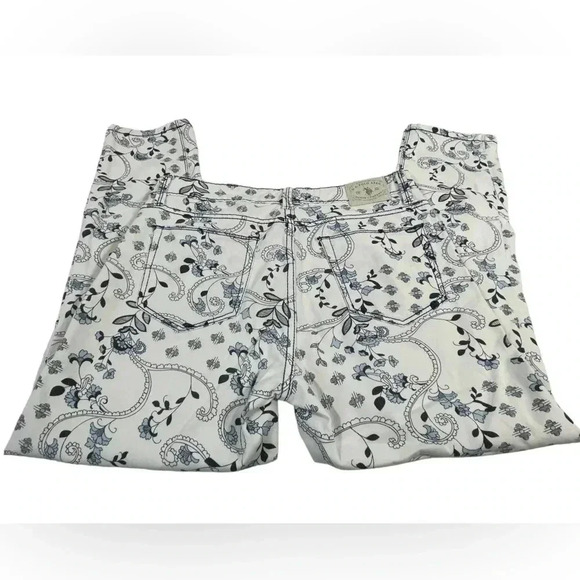 U.S. Polo  Assn Blue White Paisley Floral Capri Jeans Size 6 - Picture 4 of 11